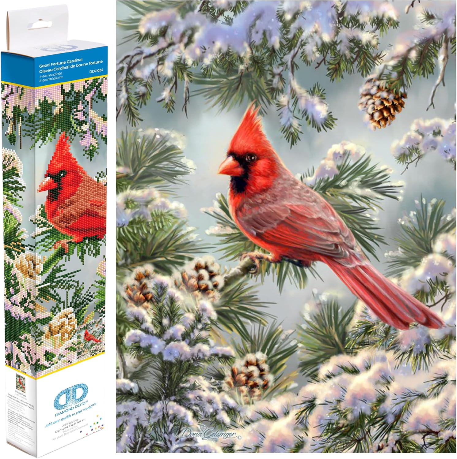 DIAMON DOT Goo Fortun Cardina Diamon Paintin Kit fo Adult Diamon Ar Kit Relaxin Creativ Craf Ki wit Dot Gem 17.9x14