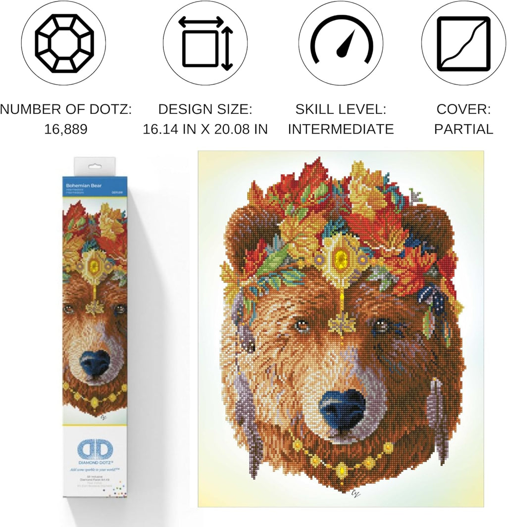DIAMON DOT Bohemia Bea Diamon Paintin Kit fo Adult Diamon Ar Kit Relaxin Creativ Craf Ki wit Dot Gem 16.1x20.1