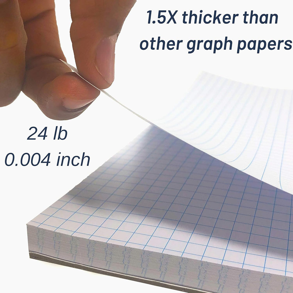 Graph Paper Pad 11inchx8.5inch, 5x5 Quad-Ruled Graph Paper, 5 Squares per Inch, Grid Paper Pad, 3-Hole Punched, 11 Inch x 8.5 Inch, 55 Sheets, White