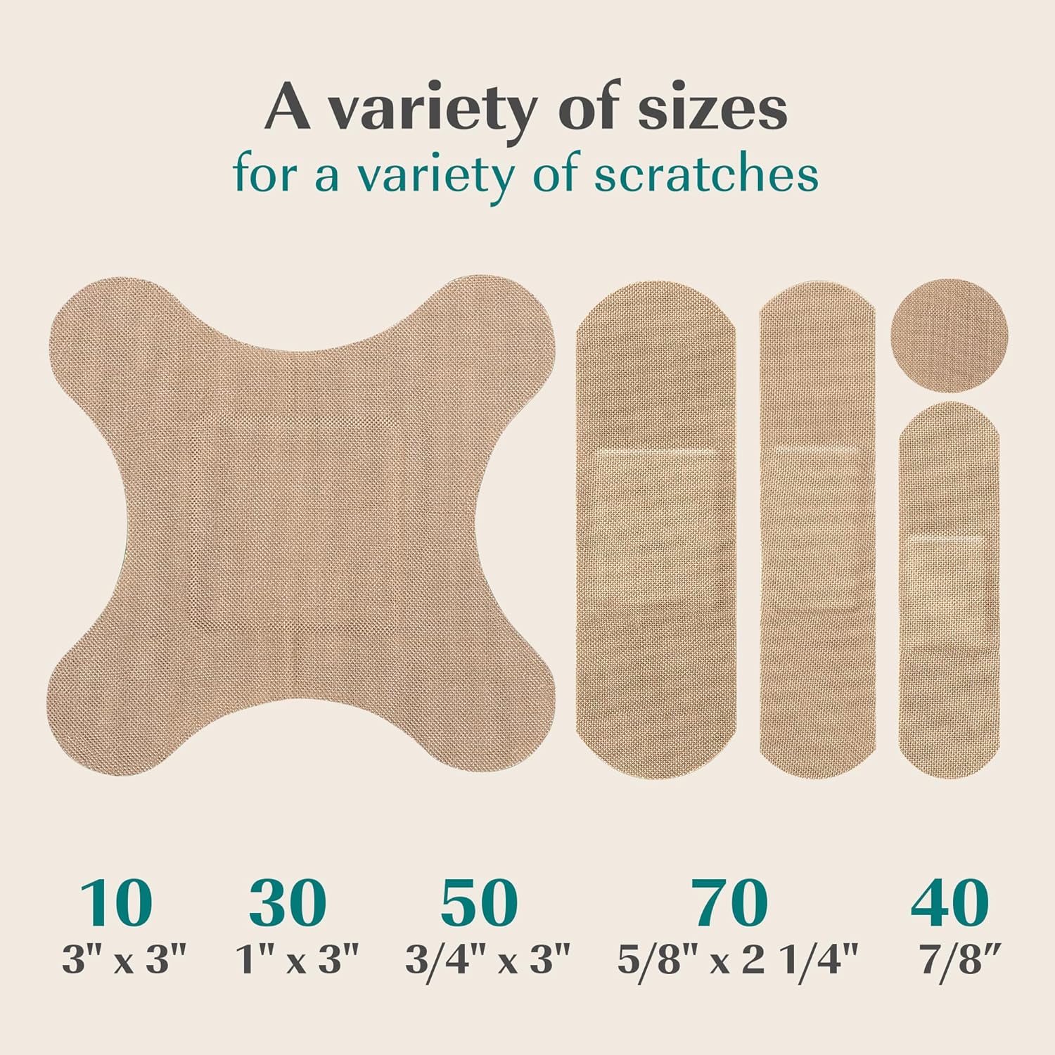 FEBU Eco-Friendly Bamboo Fabric Bandages | PFAS Free Bandages for Scrapes & Cuts | Flexible Fabric Bandage | Fully Compostable, Latex Free Bandage | 200 Count Bulk Variety