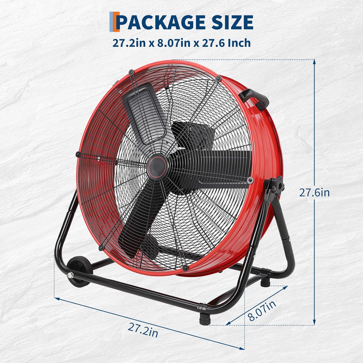 Industria Floo Fa 2 i wit Adjustabl 3-Spee 4800-880 CF Cooling 360 Rotation Portabl Handl Casters High-Powe Airflo fo Home/Workshop