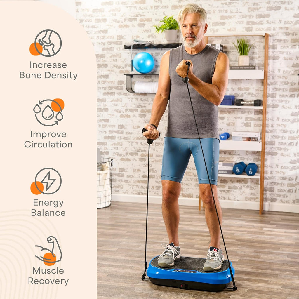 Lifepro Waver Mini Vibration Plate for Lymphatic Drainage ¨C Whole Body Vibrating Platform Exercise Machine for Muscle Toning Recovery with Remote Resistance Bands, Max Load 260 lb
