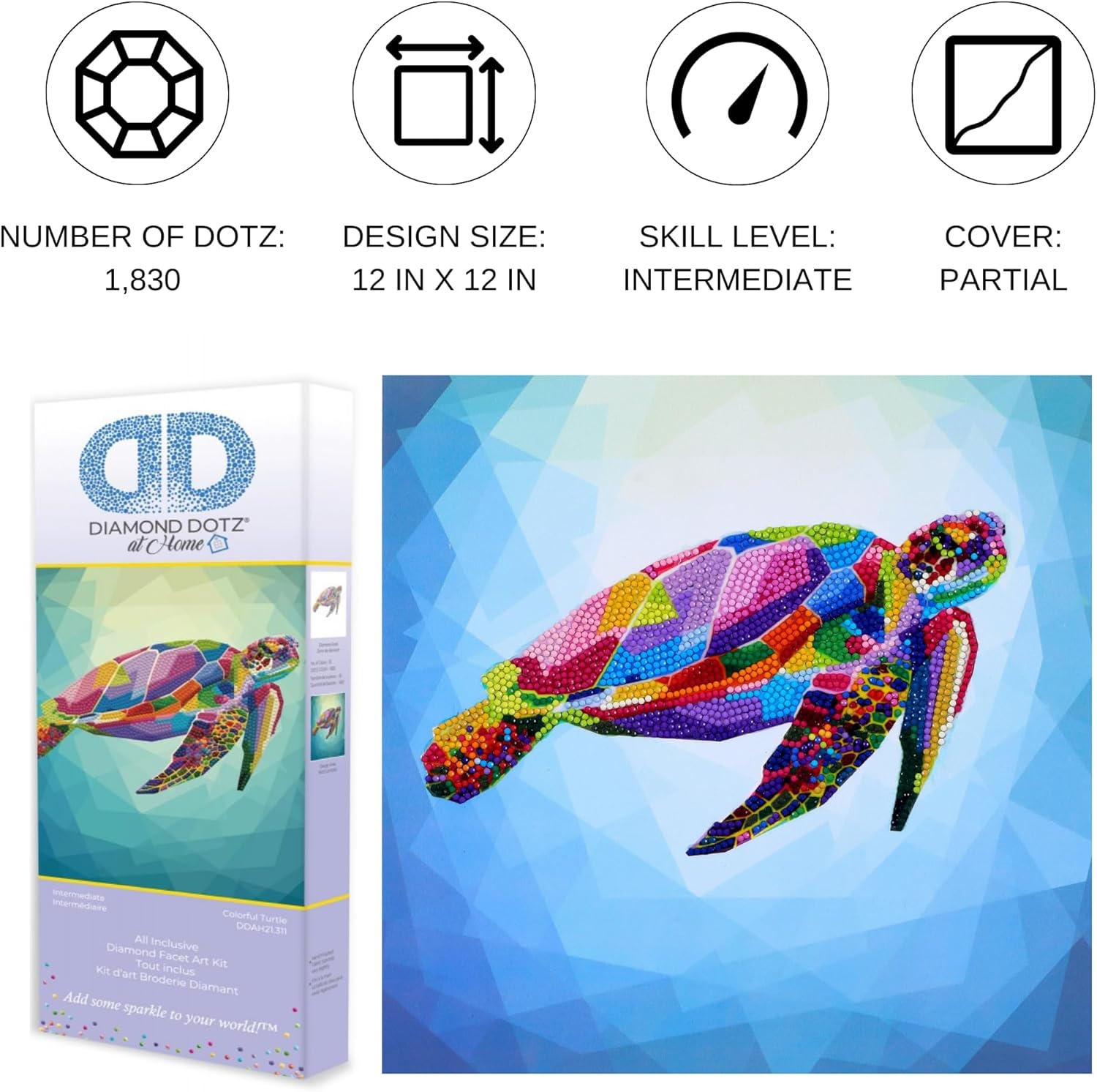 DIAMON DOT a Hom Colorfu Turtl Diamon Paintin Kit fo Adult Diamon Ar Kit Relaxin Creativ Craf Ki wit Dot Gem 12x12