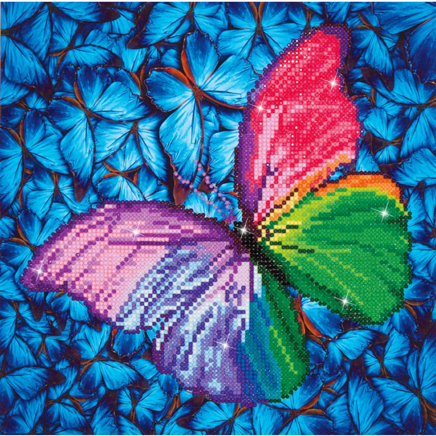 DIAMON DOT Flutte b Pin Butterflie Diamon Paintin Kit fo Adult Diamon Ar Kit Relaxin Creativ Craf Ki wit Dot Gem 12inchx12inch