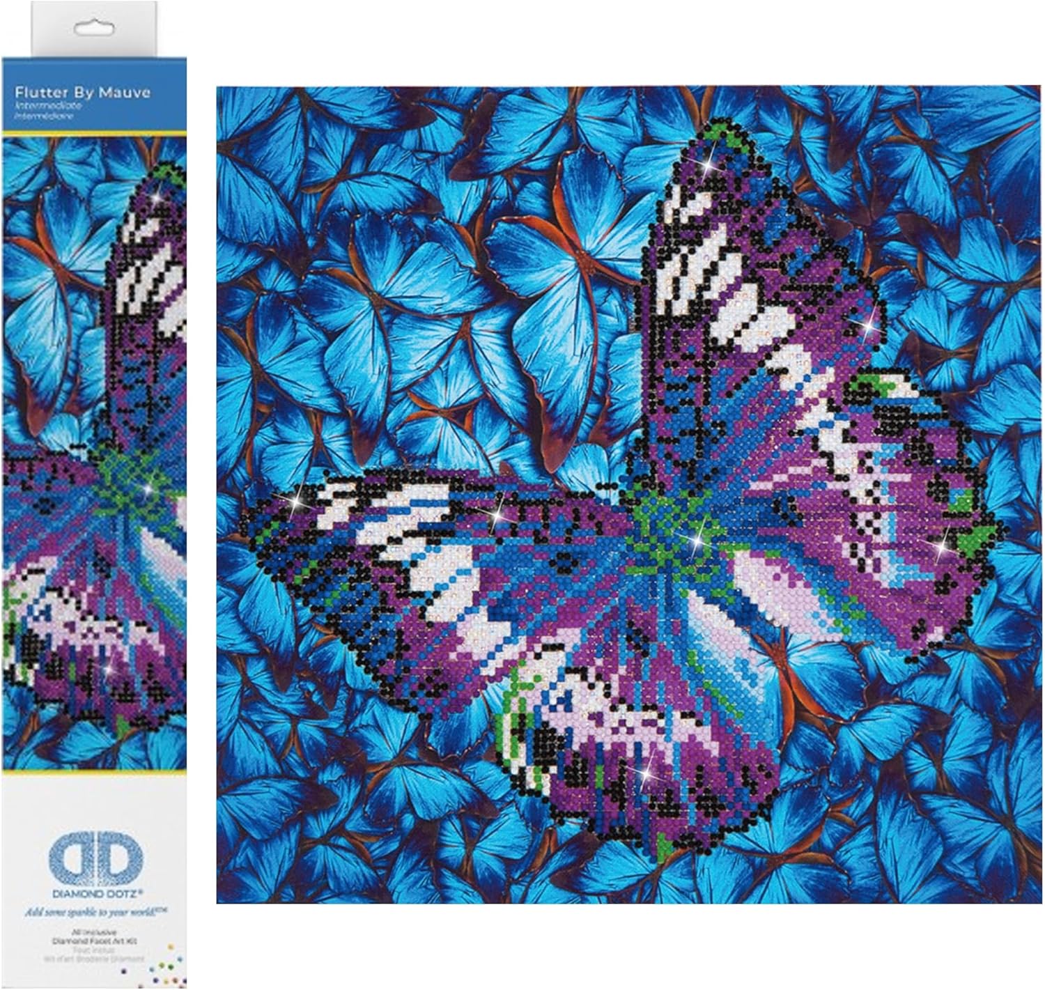 DIAMON DOT Flutte b Mauv Butterflie Diamon Paintin Kit fo Adult Diamon Ar Kit Relaxin Creativ Craf Ki wit Dot Gem 12inchx12inch
