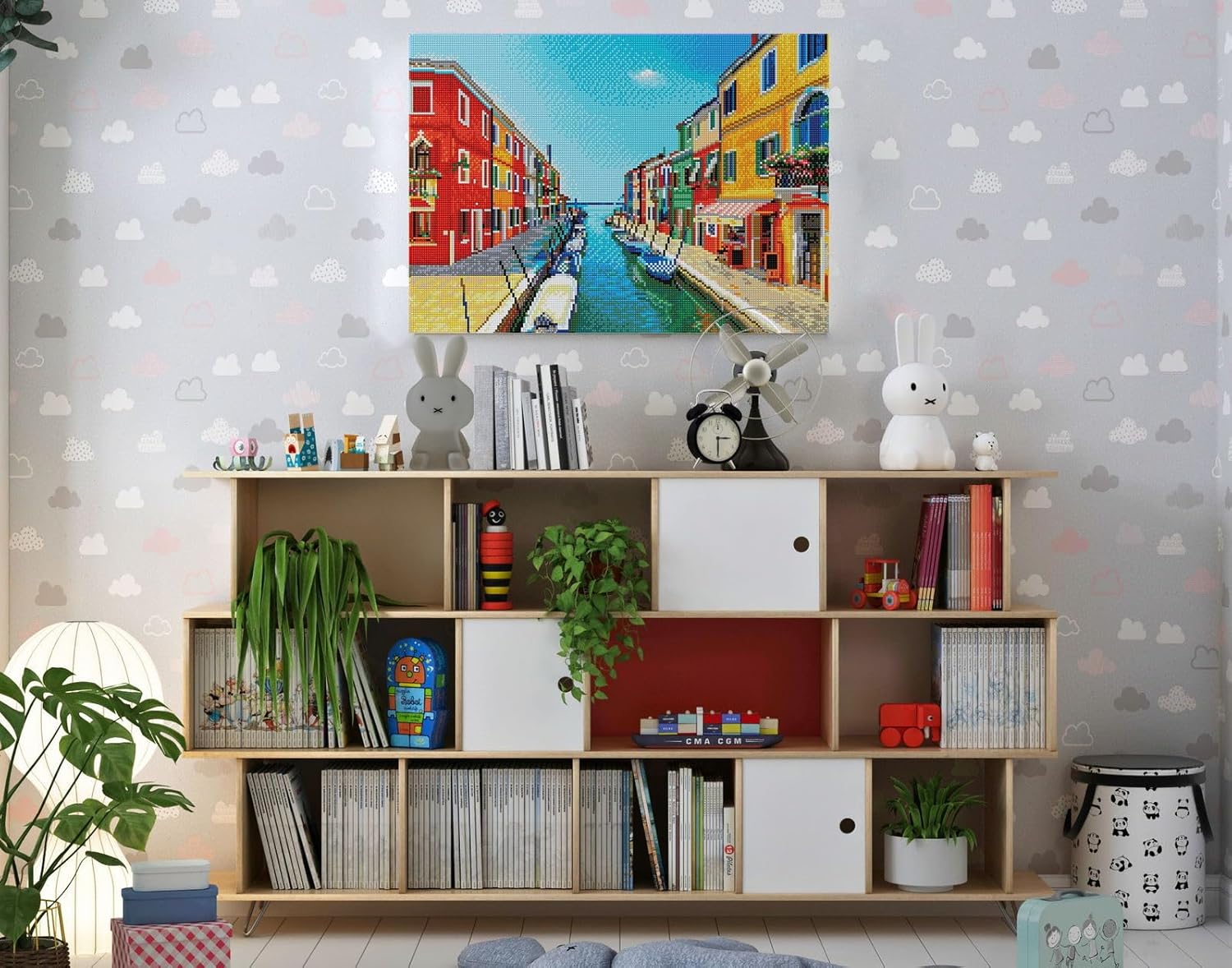 DIAMON DOT Italia Summe Pre-Frame Ki Scener Diamon Paintin Kit fo Adult Diamon Ar Kit Relaxin Creativ Craf Ki wit Dot Gem 20inchx14.5inch