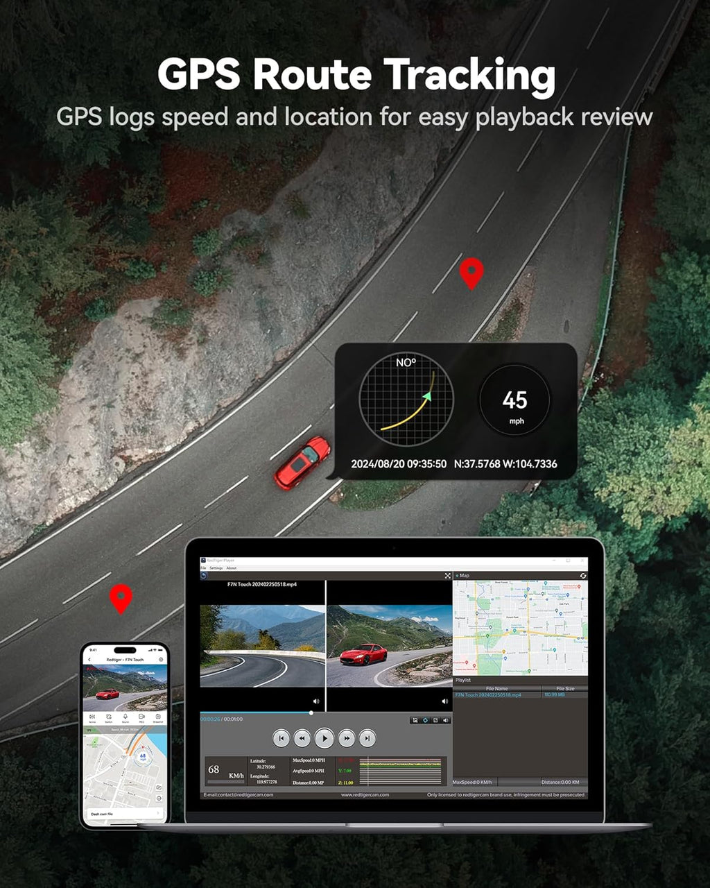 REDTIGE 4 STARVI Das Ca Fron an Rear 5GH WiF 20MB/ Download 128G Car Included Voic Control Das Camer fo Car wit 3.18inc Touc Screen GPS Loo Recording Parkin Mode(F7 Touch)
