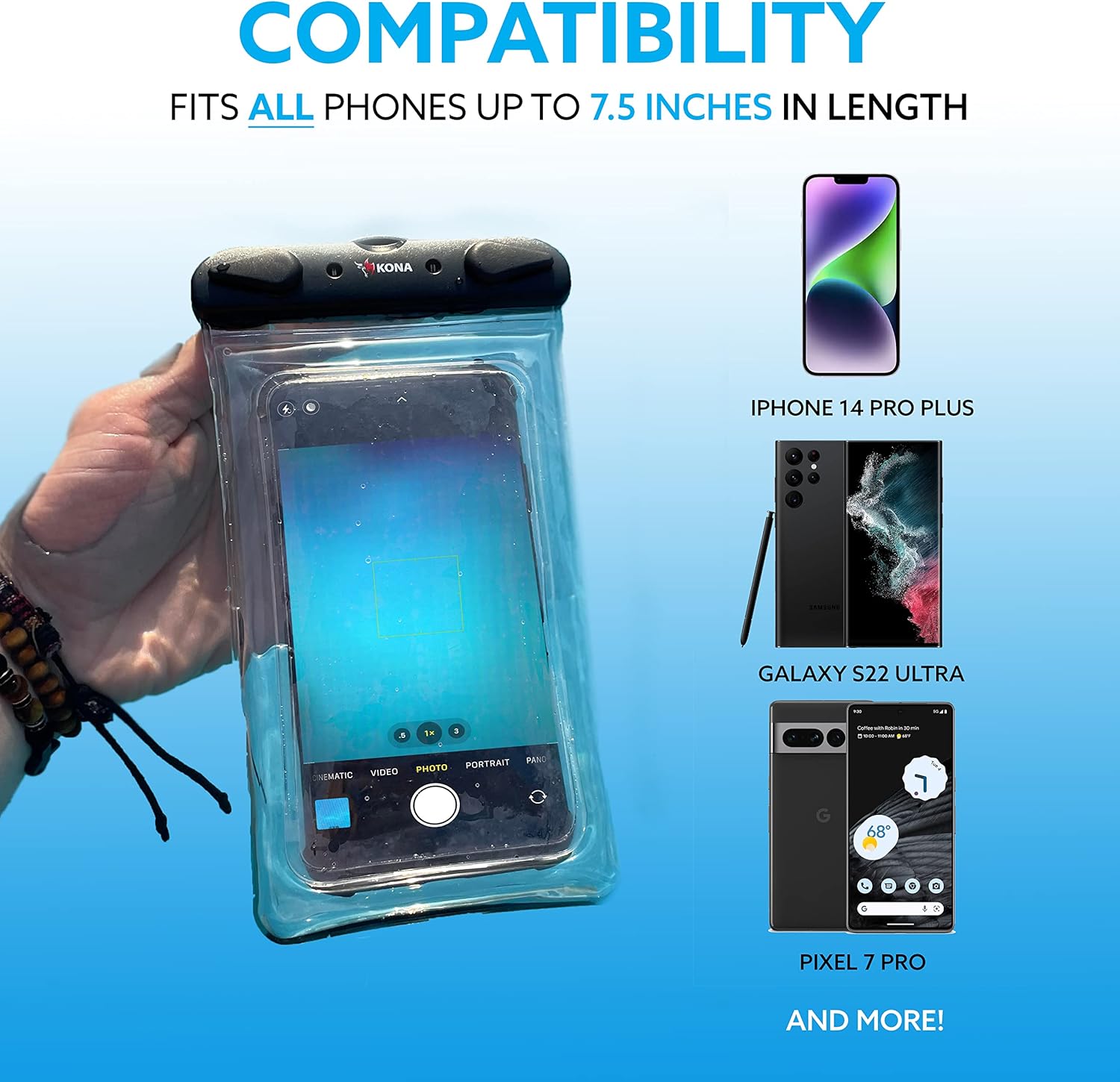 Submariner Large Waterproof Phone Pouch - Heavy/Duty Floating Universal Waterproof Case for Apple iPhone 11 X 8 7 Pro Samsung S20 S10 S9 S8 Note Pixel LG Sony & More