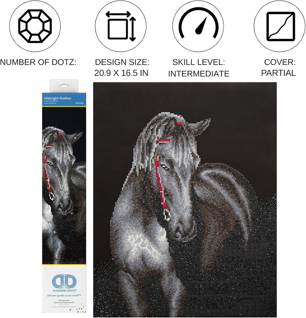 DIAMON DOT Midnigh Stallio Hors Diamon Paintin Kit fo Adult Diamon Ar Kit Relaxin Creativ Craf Ki wit Dot Gem 20.9inchx16.5inch