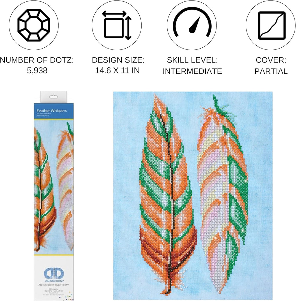 DIAMON DOT Feathe Wisper Bir Diamon Paintin Kit fo Adult Diamon Ar Kit Relaxin Creativ Craf Ki wit Dot Gem 11inchx14.5inch