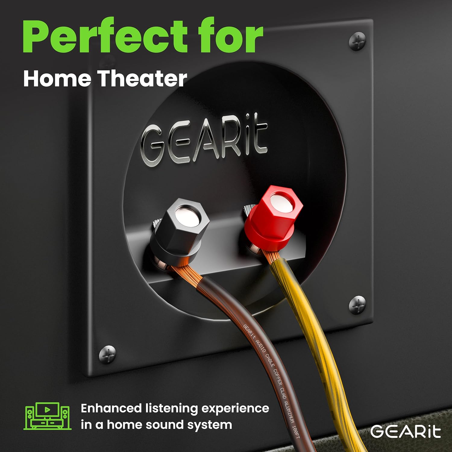 GEARit Pro Series 12AWG Speaker Wire, 12 Gauge Speaker Wire Cable (100 Feet / 30 Meters) Great Use for Home Theater Speakers and Car Speakers, Transparent Black/Yellow