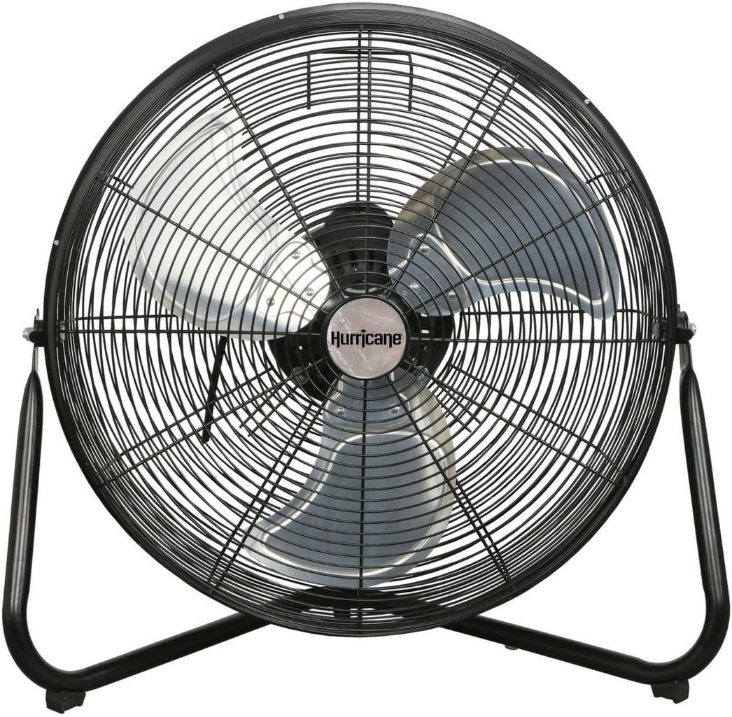 Hurricane Pro Series, 20 Inch High Velocity Heavy Duty Metal Orbital Floor Fan with 3 Adjustable Speed Settings and 360 Degree Oscillation, Black