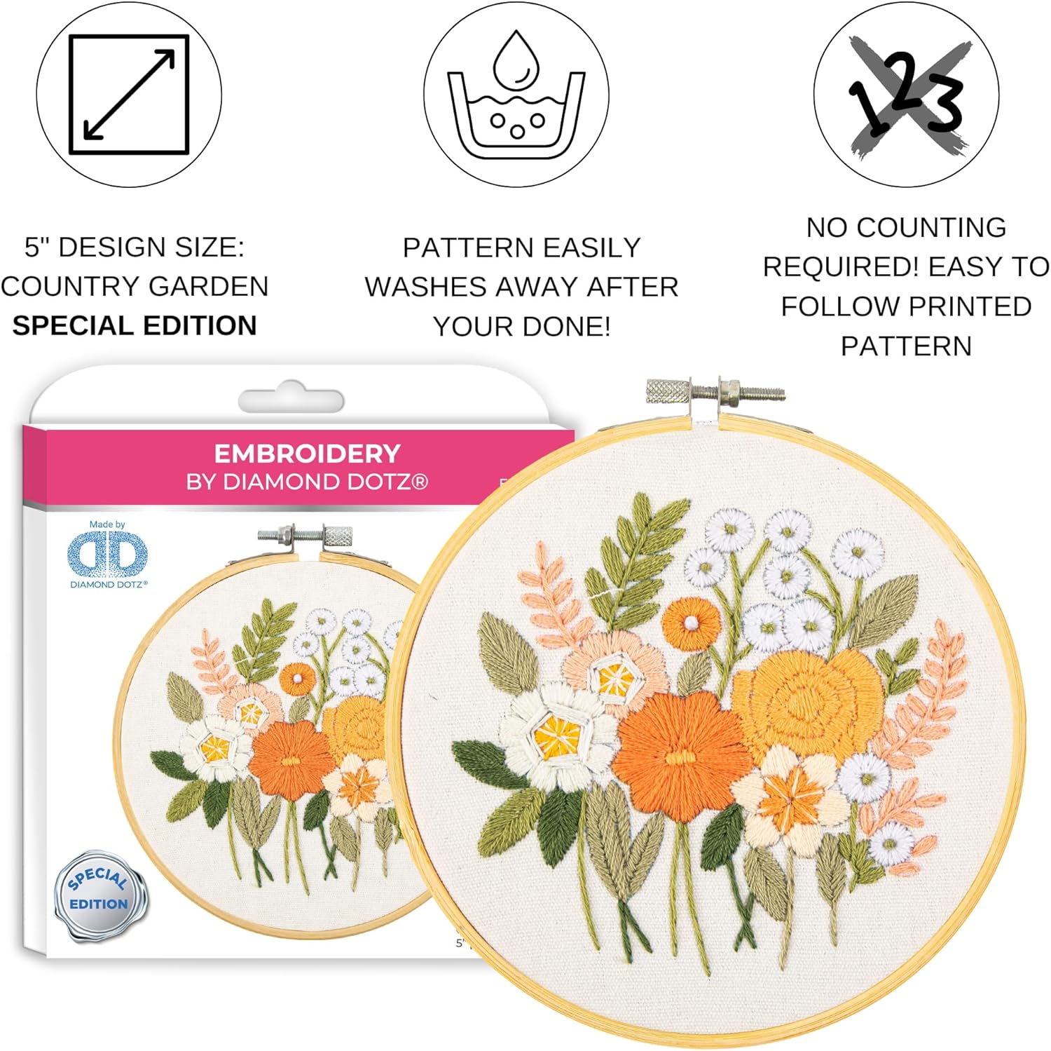 DIAMON DOT Kit Embroider Countr Garden Stunnin Embroider Ki Perfec fo Beginner an Adults Easy-to-Follo Instructions Vibran Threads an Timeles Beauty