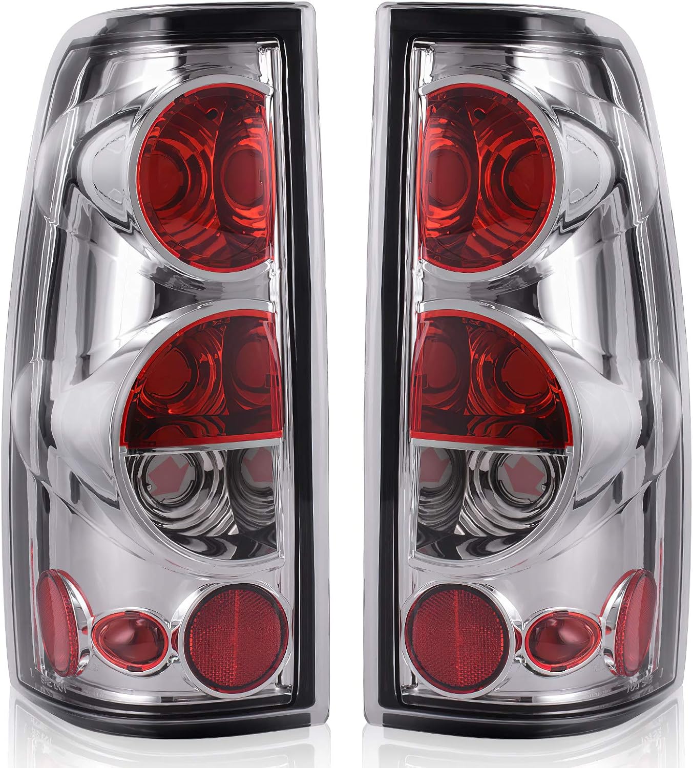 AUTOSAVER88 Tail Lights Assembly Compatible with 1999-2006 Chevy Silverado 1500 2500 3500/2007 Silverado with Classic Body Style/ 1999-2002 GMC Sierra 1500 2500 3500 OE Replacement/Chrome Clear Lens