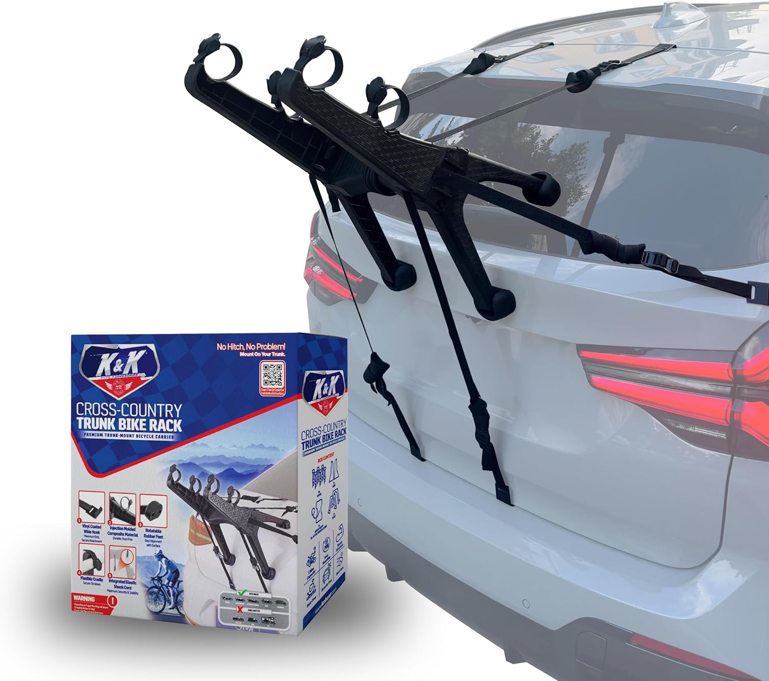K& Aut Accessorie Compac 2-Bik Trun Bik Rac Premiu Cross-Countr Trunk-Moun Bicycl Carrie fo Cars SU Heav Dut Rea Bik Transpor Too fo Professiona Cyclists