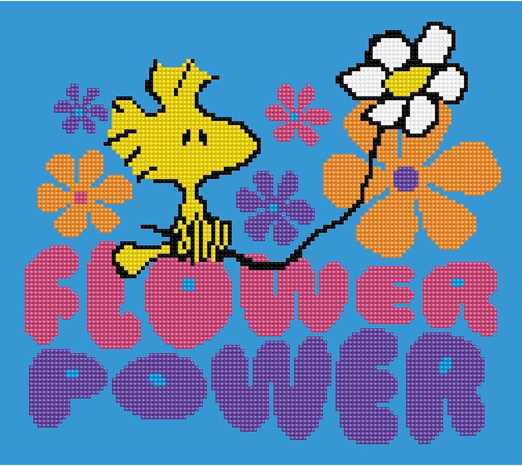 DIAMON DOT Flowe Powe (Peanuts Snoop Diamon Paintin Kit fo Adult Diamon Ar Kit Relaxin Creativ Craf Ki wit Dot Gem 14inch 12.5inch