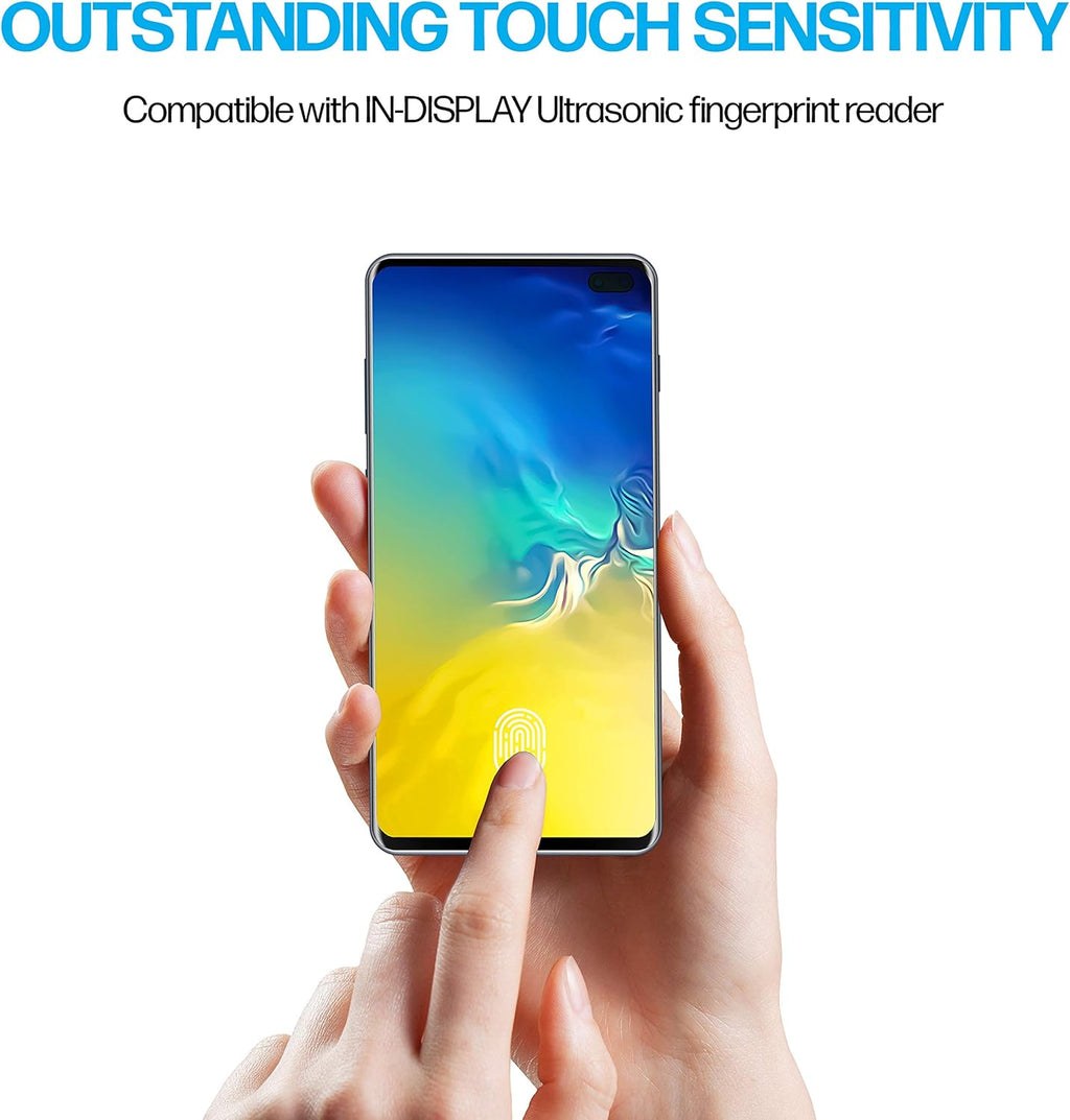 Power Theory Designed for Samsung Galaxy S10 PLUS Screen Protector [Not Glass], Easy Install Kit, Case Friendly, Full Cover, Flexible Film Anti Scratch, 2 Pack