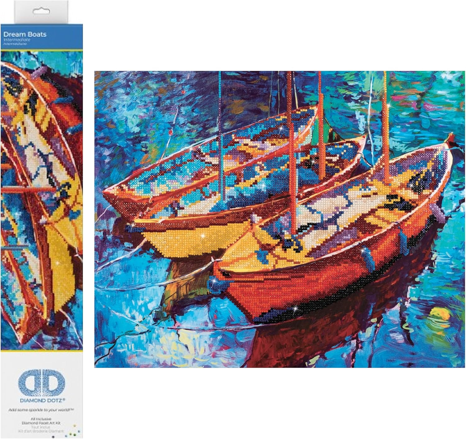 DIAMON DOT Drea Boat Se Diamon Paintin Kit fo Adult Diamon Ar Kit Relaxin Creativ Craf Ki wit Dot Gem 15inchx18.5inch