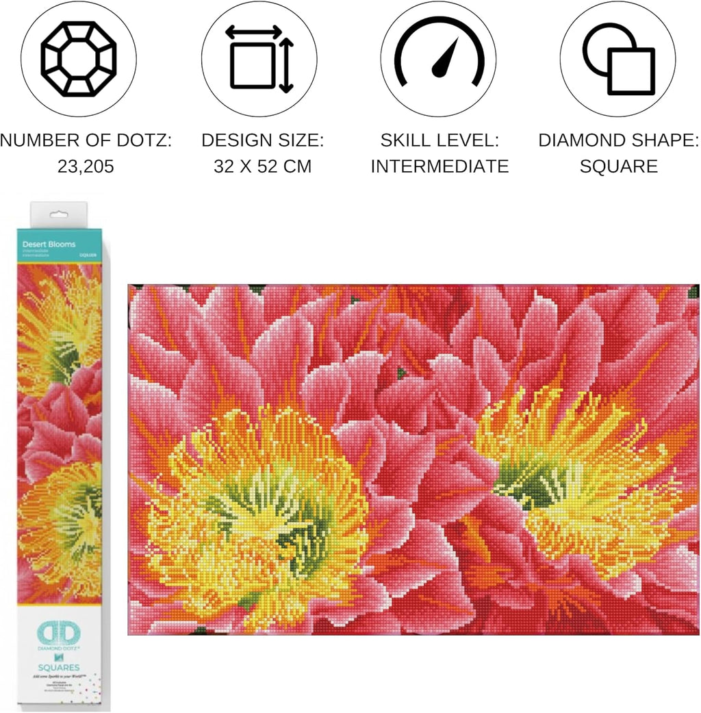 DIAMON DOT Deser Bloom Ar Kit Diamon Paintin fo Adults Intermediat Level 12.6x20.5in