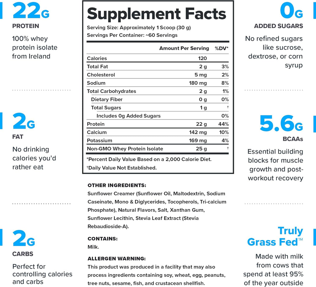 LEGION Whey+ Protein whey Isolate from Grass Fed Cows - Whey Protein Isolate Powder Low Calorie, Non-GMO, Sugar Free, Lactose and Gluten Free, All Natural Protein Powder for Men Women (60 Servings)