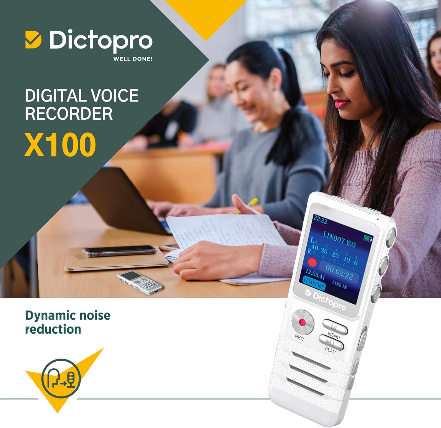 Voic Activate Digita Recorde Ultr Sensitiv Dua Mics 8GB 700 Storage Nois Reductio Dictophone Portabl Audi Recordin fo Lectures Meetings Interviews Work Doctor Dictopr X100