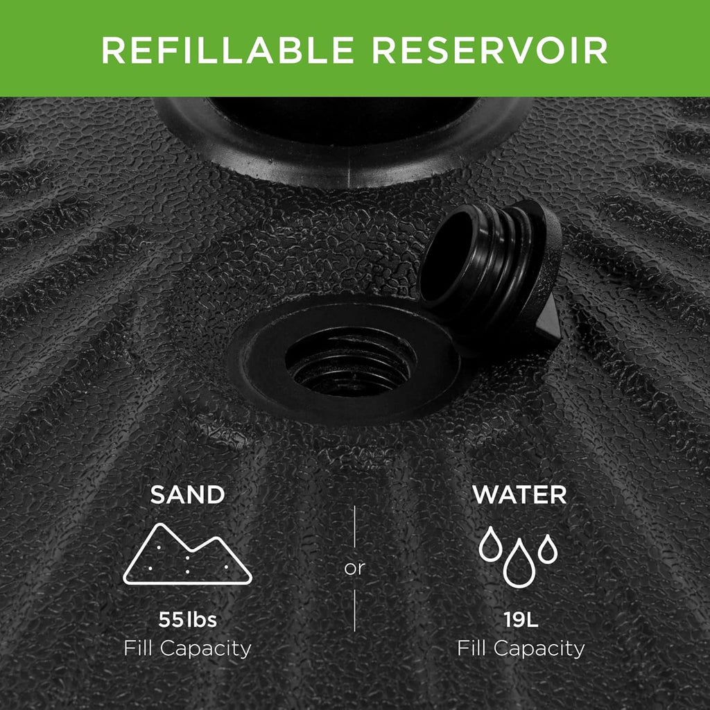 Best Choice Products Fillable Umbrella Base Stand Round Sunburst Plastic Patio Umbrella Base Stand, Pole Holder for Outdoor, Lawn w/ 55lbs Weight Capacity, Adjustment Knob
