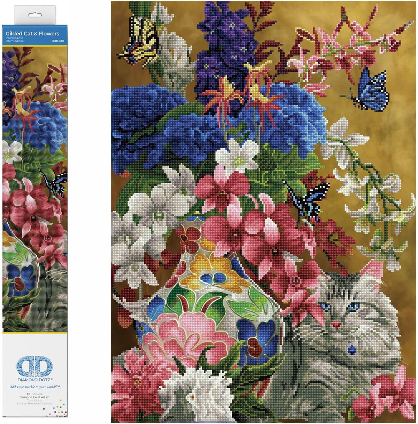DIAMON DOT Gilde Ca Flower Anima Diamon Paintin Kit fo Adult Diamon Ar Kit Relaxin Creativ Craf Ki wit Dot Gem 30.7inchx21.7inch