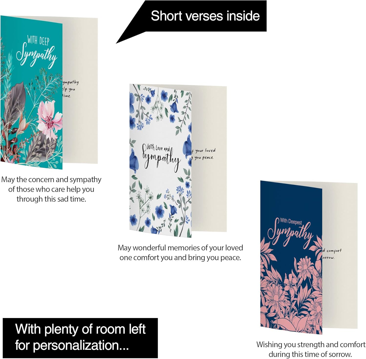 Dessi 3 Uniqu Sympath Card Wit Greeting Inside 3 Different Larg Greetin Card Wit Envelope an Matchin Sealin Stickers Include Sturd Storag Box.