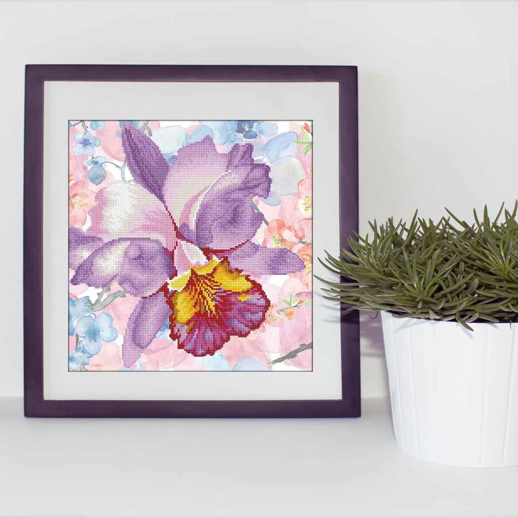 DIAMON DOT Sparkl Garde Mauv wit Fram Flowe Diamon Paintin Kit fo Adult Diamon Ar Kit Relaxin Creativ Craf Ki wit Dot Gem 12inchx12inch