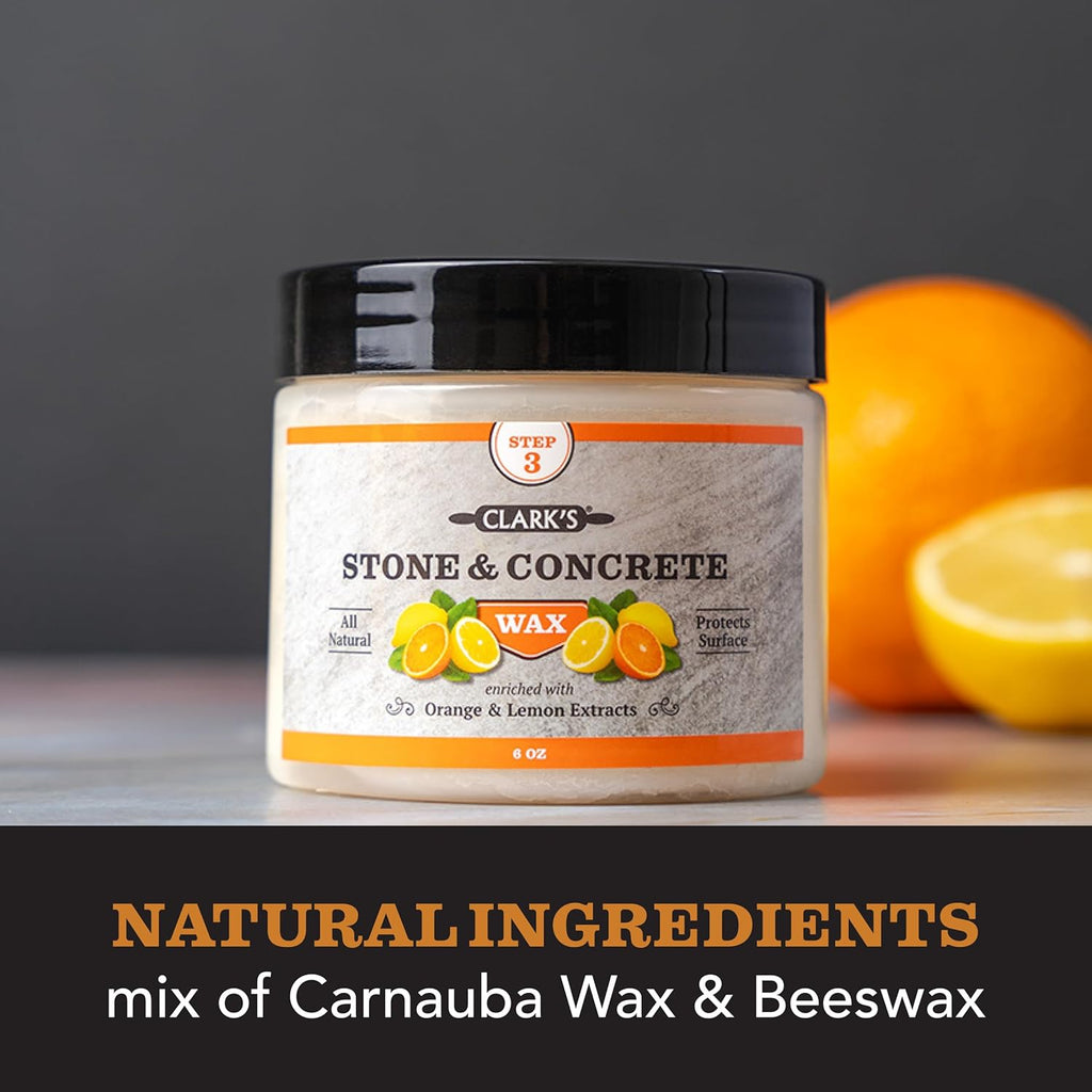 CLARK¡¯S Stone and Concrete Wax - Soapstone Wax with Orange and Lemon Extracts - Helps Preserve and Protect Against Liquids - Revitalizes Stone Surfaces - Made with Carnauba and Beeswax