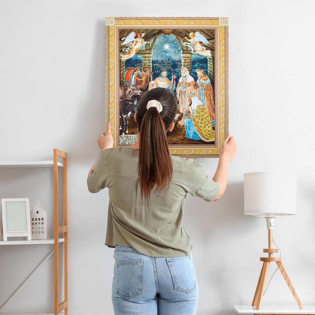DIAMON DOT Nativit Scen Diamon Paintin Kit fo Adult Diamon Ar Kit Relaxin Creativ Craf Ki wit Dot Gem 39x33