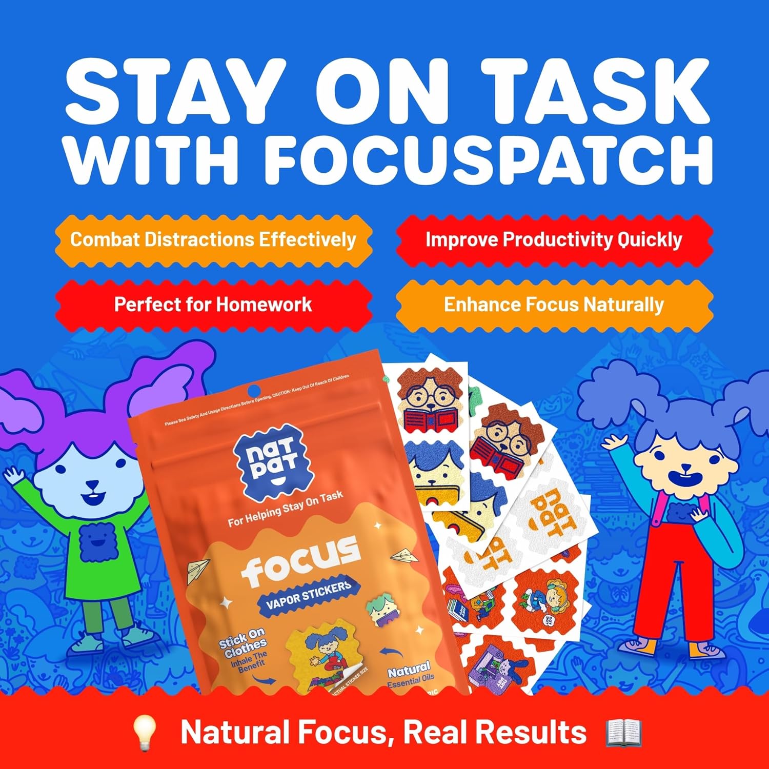 NATPA Focu Patc Focu Enhancin Sticker fo Kid an Adult Health Brai Support fo Attention Focus an Concentratio Chemica an Dru Fre 2 Coun BuzzPatc Natura Patch