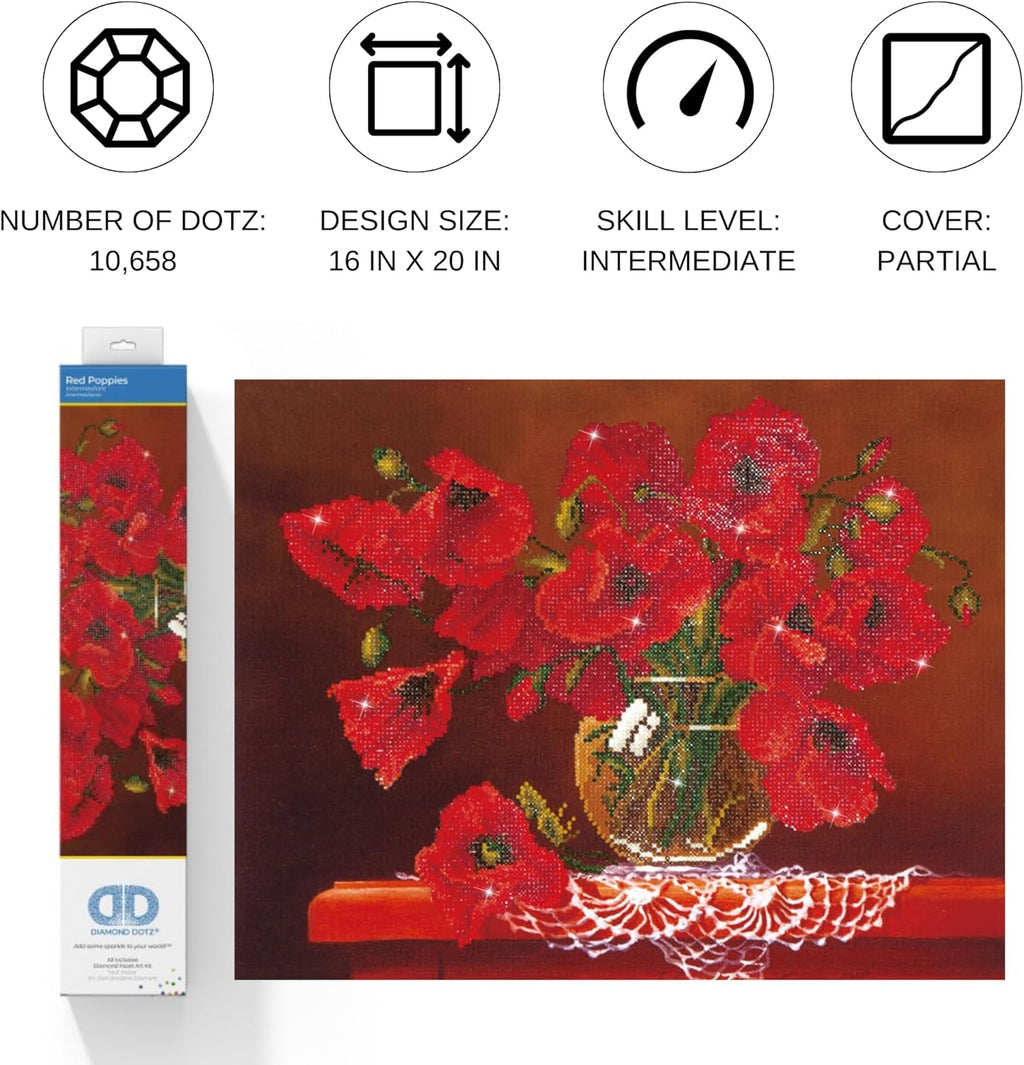 DIAMON DOT Re Poppie Flowe Diamon Paintin Kit fo Adult Diamon Ar Kit Relaxin Creativ Craf Ki wit Dot Gem 16inchx20inch