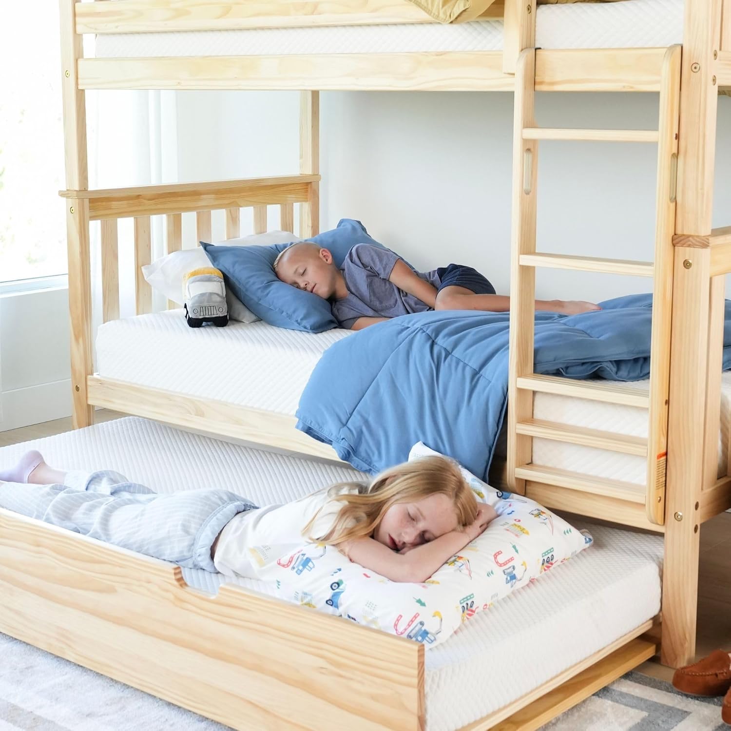 Sleepery Kids for Max & Lily, Two Pack 5 Inch Twin Memory Foam Mattresses with Breathable, Washable Cotton Cover