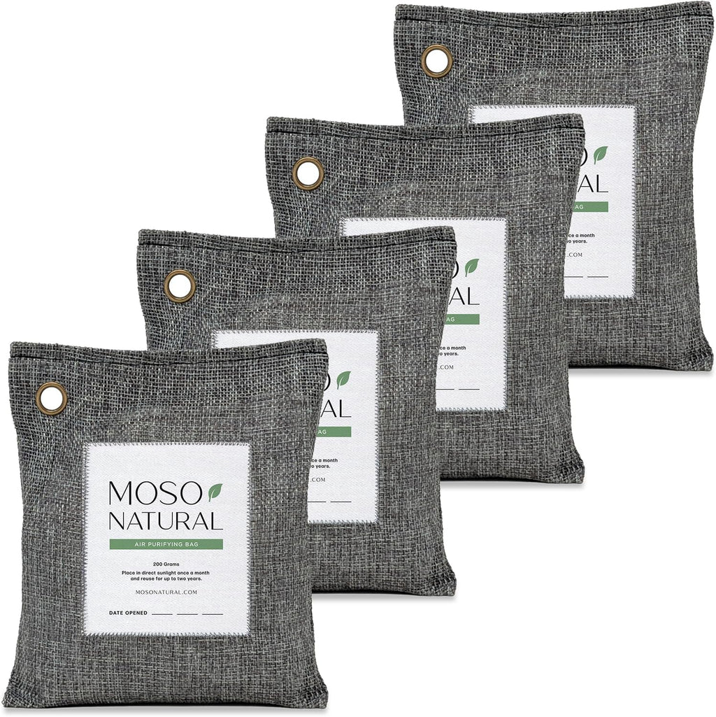 Mos Natura Ai Purifyin Ba 200 ( Pack Premiu Bambo Charcoa Odo Absorbe fo Hom Ca Close Odo Eliminator Smal Roo Deodorize Ca Ai Freshene Lon Lastin Charcoa Bags