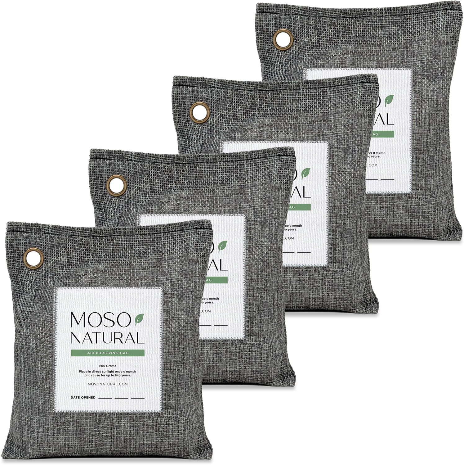 Mos Natura Ai Purifyin Ba 200 ( Pack Premiu Bambo Charcoa Odo Absorbe fo Hom Ca Close Odo Eliminator Smal Roo Deodorize Ca Ai Freshene Lon Lastin Charcoa Bags