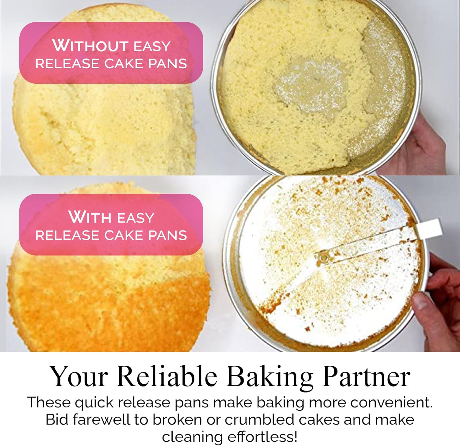 Aun Shannon' Kitche Inc Roun Cak Pans Pack Silve Cak Pa wit Built-i Swive Blade Eas Releas Cak Pan Se fo Baking Bakin Pan Se fo 3-Laye Cake Dishwashe Safe