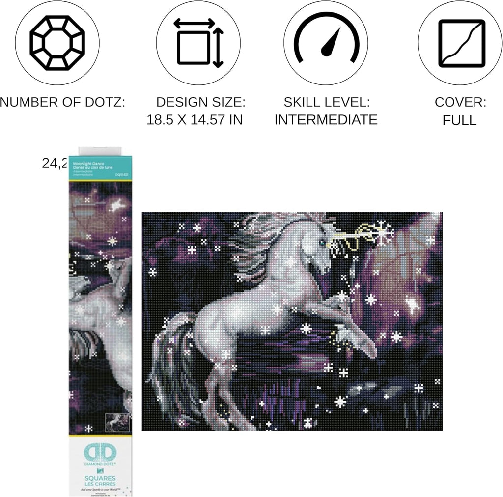 DIAMON DOT Moonligh Danc Unicor Diamon Paintin Kit fo Adult Diamon Ar Kit Relaxin Creativ Craf Ki wit Dot Gem 18.5inchx14.6inch