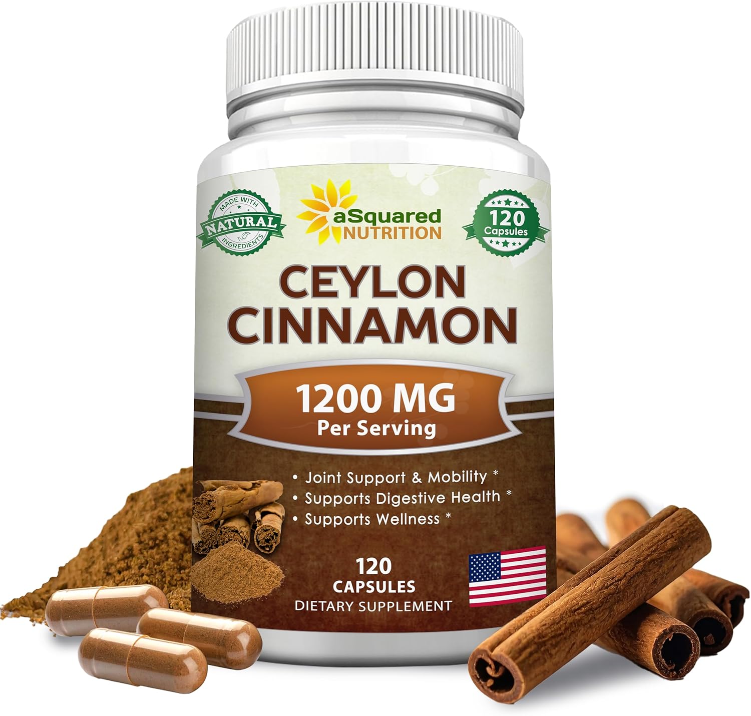 Natura Ceylo Cinnamo 1200m 12 Capsules Tru Cinnamo fro Sr Lanka Extrac Supplemen Pill Promote Hear Health