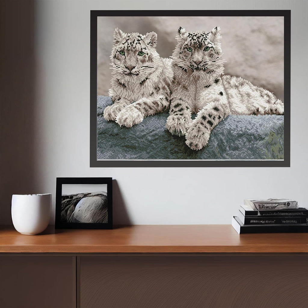 DIAMON DOT Sno Leopard Hemi Nationa Par Kashmi Indi Diamon Paintin Kit fo Adult Diamon Ar Kit Relaxin Creativ Craf Ki wit Dot Gem 19.7inchx29.5inch