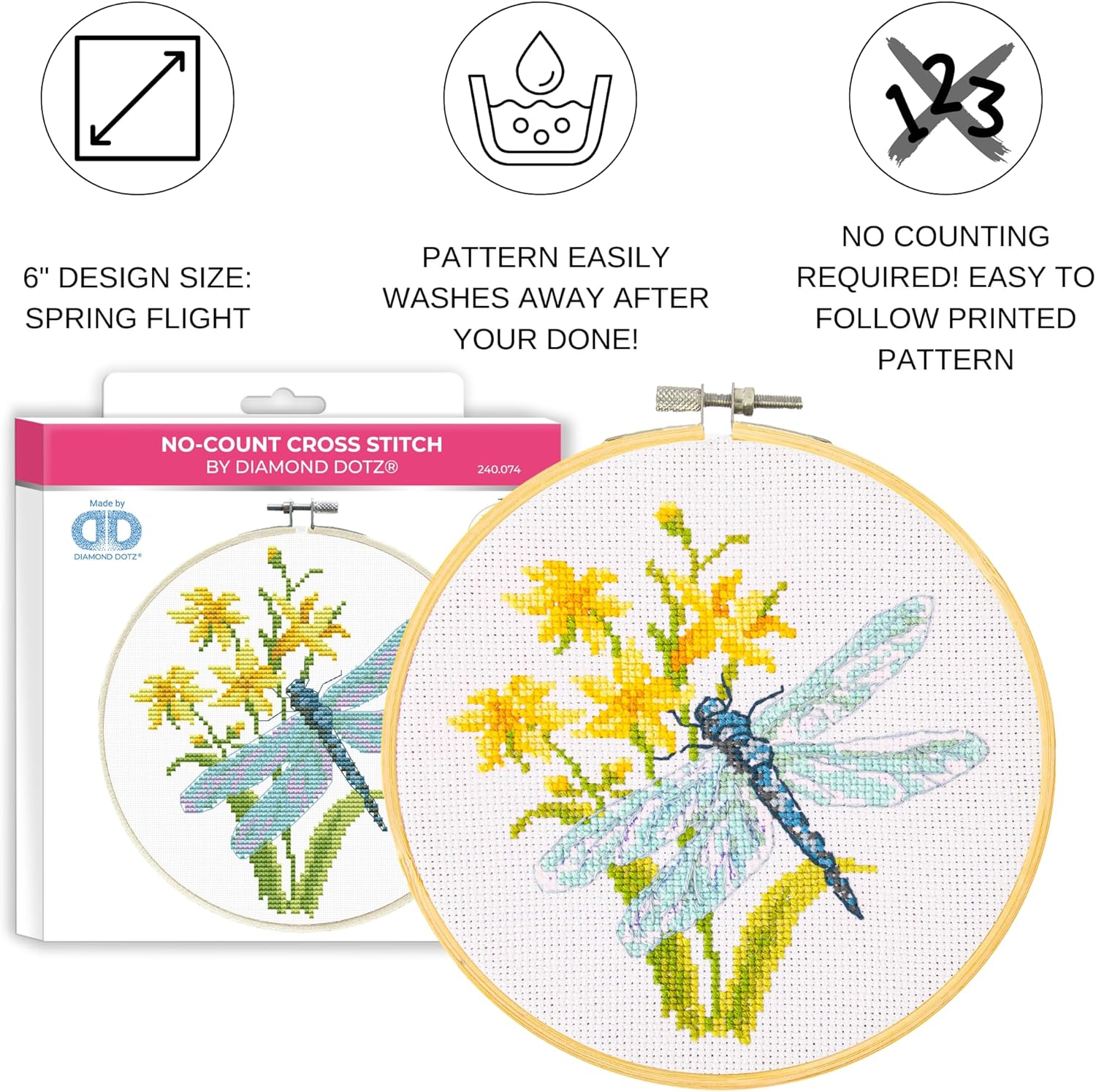 DIAMON DOT Sprin Fligh Stampe Cros Stitc Ki fo Adults Counte Cros Stitc Patterns Easy-to-Follo Design Perfec fo Beginner an Experts