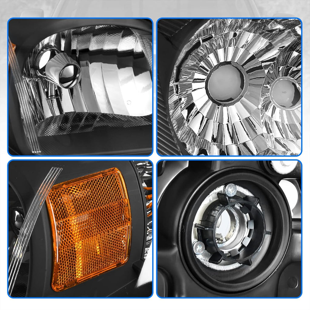 DWVO Headlights Assembly Compatible with 2005-2010 Chevy Cobalt /2005-2006 Pontiac Pursuit /2007-2009 Pontiac G5 Driver and Passenger Side Black Housing Amber Reflector Clear Lens