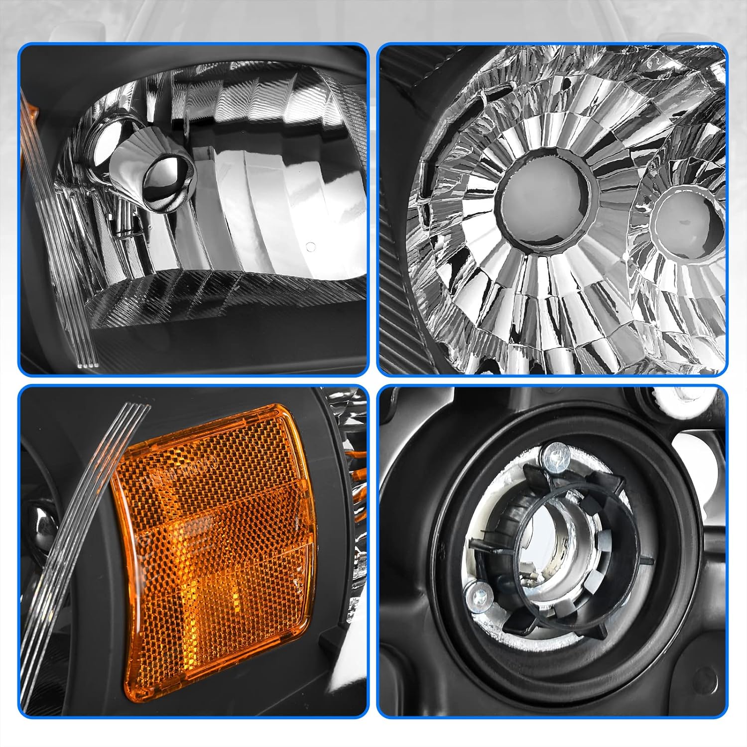 DWVO Headlights Assembly Compatible with 2005-2010 Chevy Cobalt /2005-2006 Pontiac Pursuit /2007-2009 Pontiac G5 Driver and Passenger Side Black Housing Amber Reflector Clear Lens