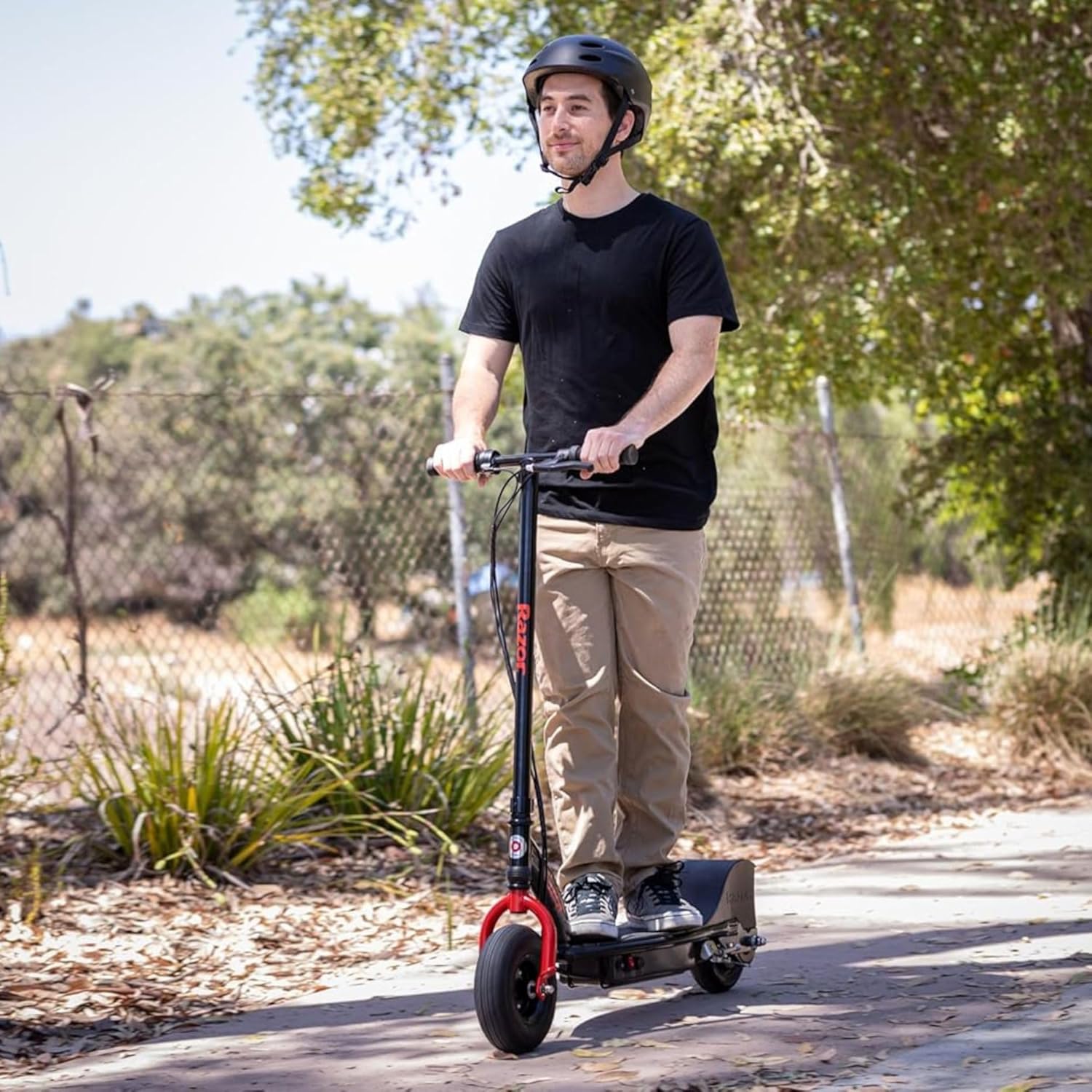 Razor Seated Electric Scooter for Ages 13+, 40-Min Ride Time, Twist-Grip Throttle, Pneumatic Tires, Removable Padded Seat