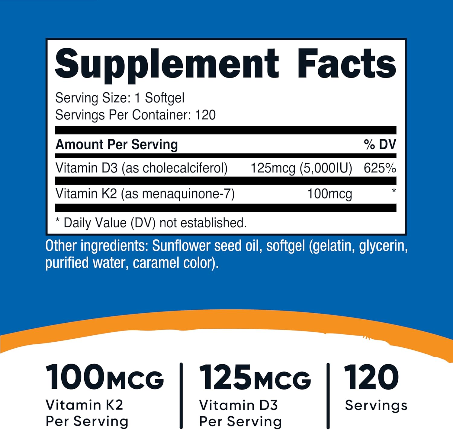 Nutricos Vitami K (MK7 (100mcg Vitami D (500 IU 12 Softgel Glute Fre an Non-GMO