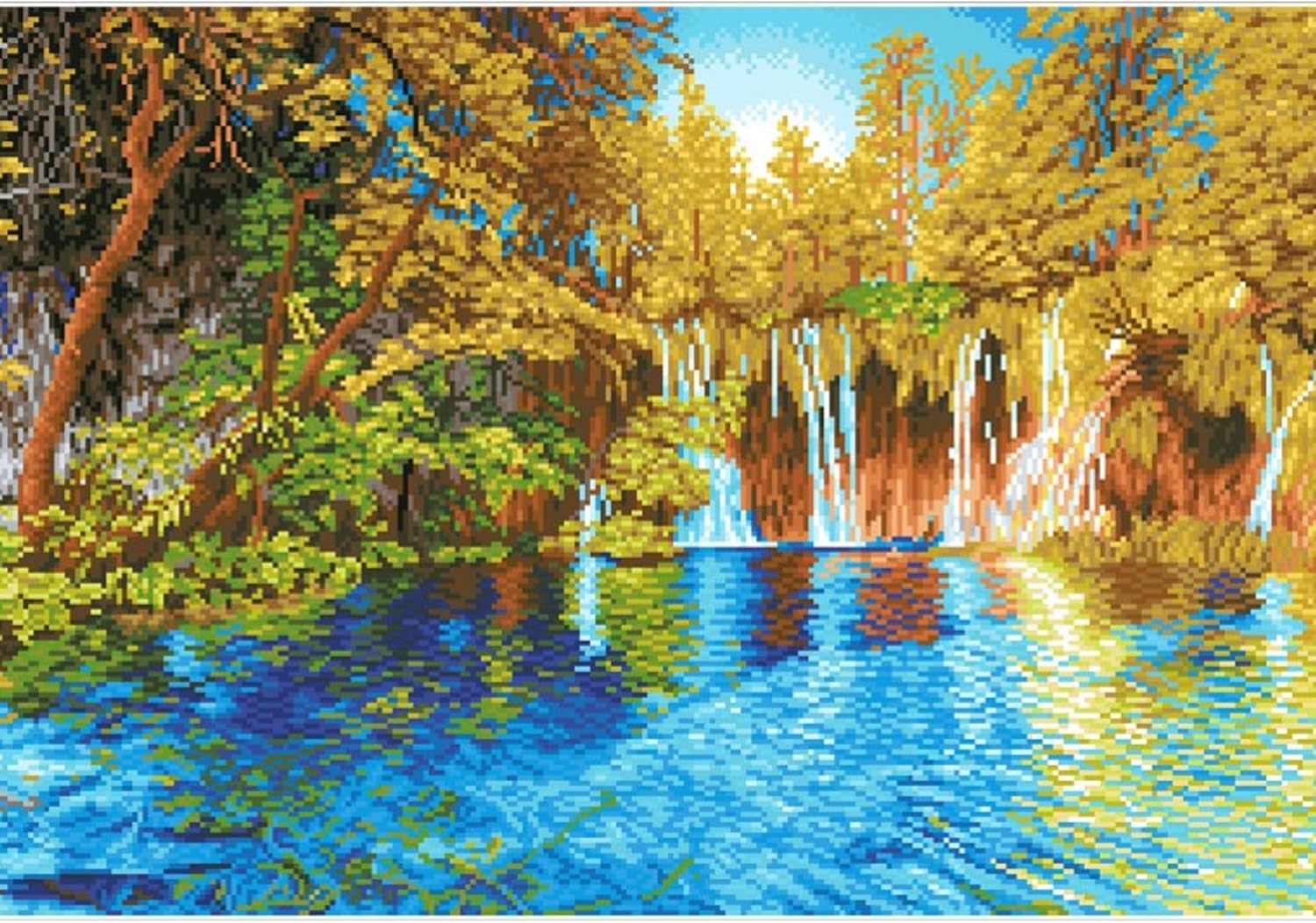DIAMON DOT Picturesqu Fall Plitvic Lake Nationa Par Croati Landscap Diamon Paintin Kit fo Adult Diamon Ar Kit Relaxin Creativ Craf Ki wit Dot Gem 19.7inchx29.5inch