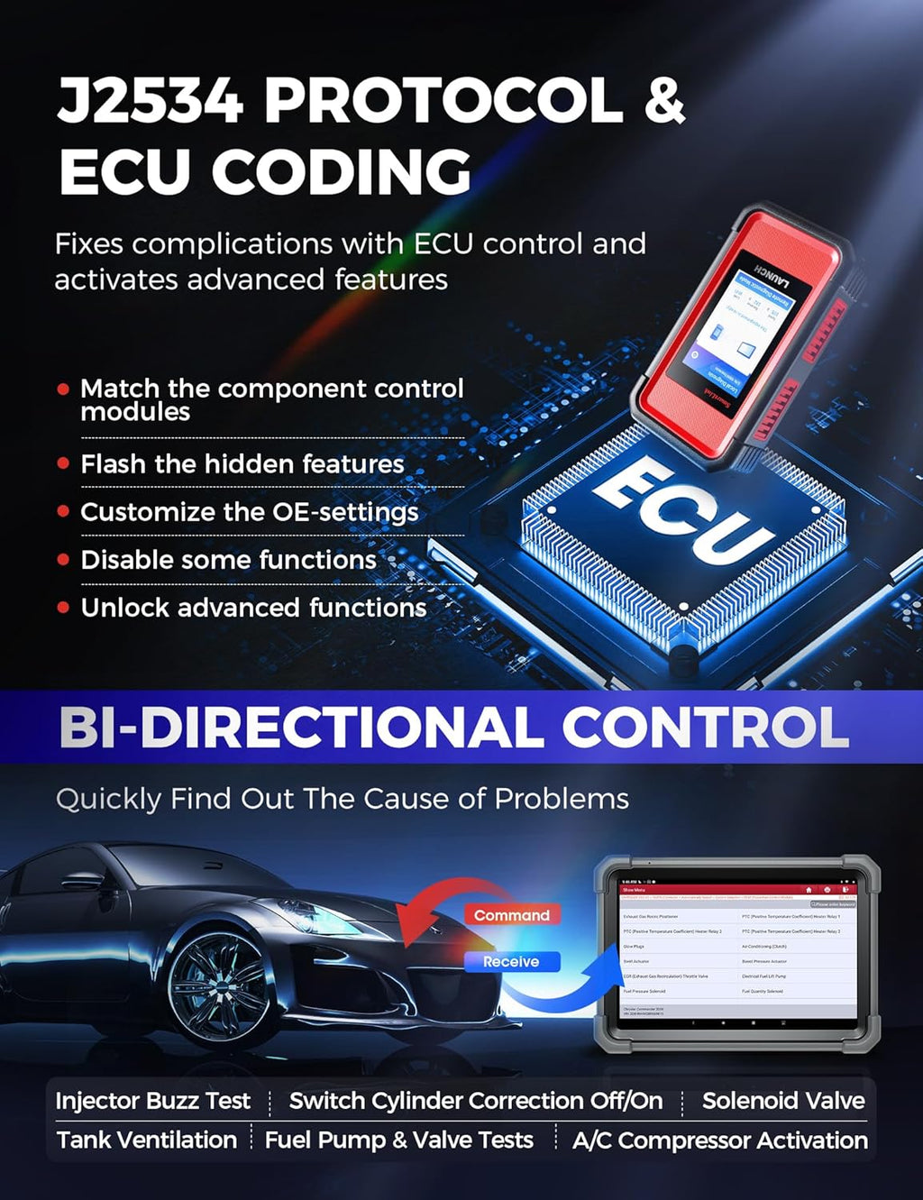 Launc X43 PRO V Elite 202 Smartlink 2. Bidirectiona Sca Too wit J2534 H Truck Scan 10. inch Topolog Map 60+Service Onlin Codin Scanner CANFD/DoIP/D-PDU FCA Yr Update
