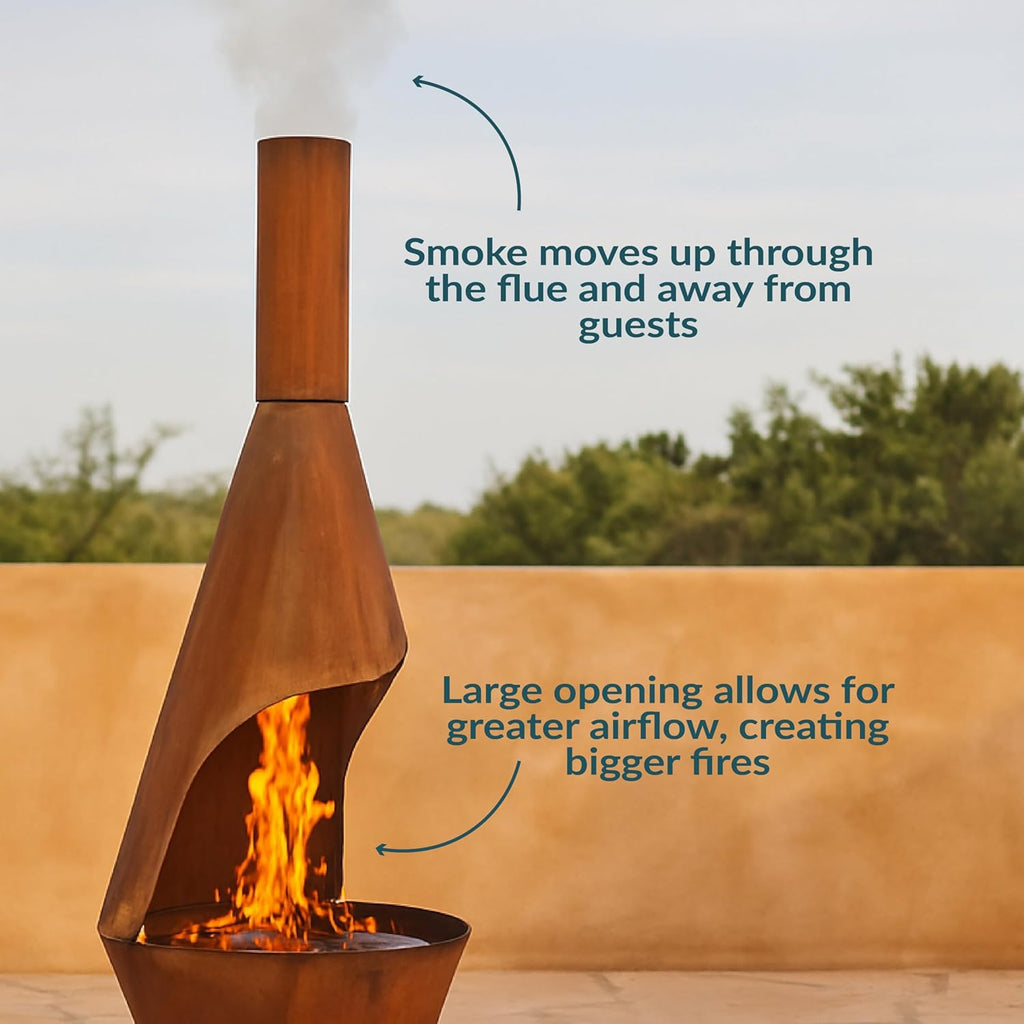 Sunnydaz 6-Foo Larg Chimine Outdoo Fireplac Outdoo Wood-Burnin Fireplac Chimne Fir Pi wit Gril Grat Rustic