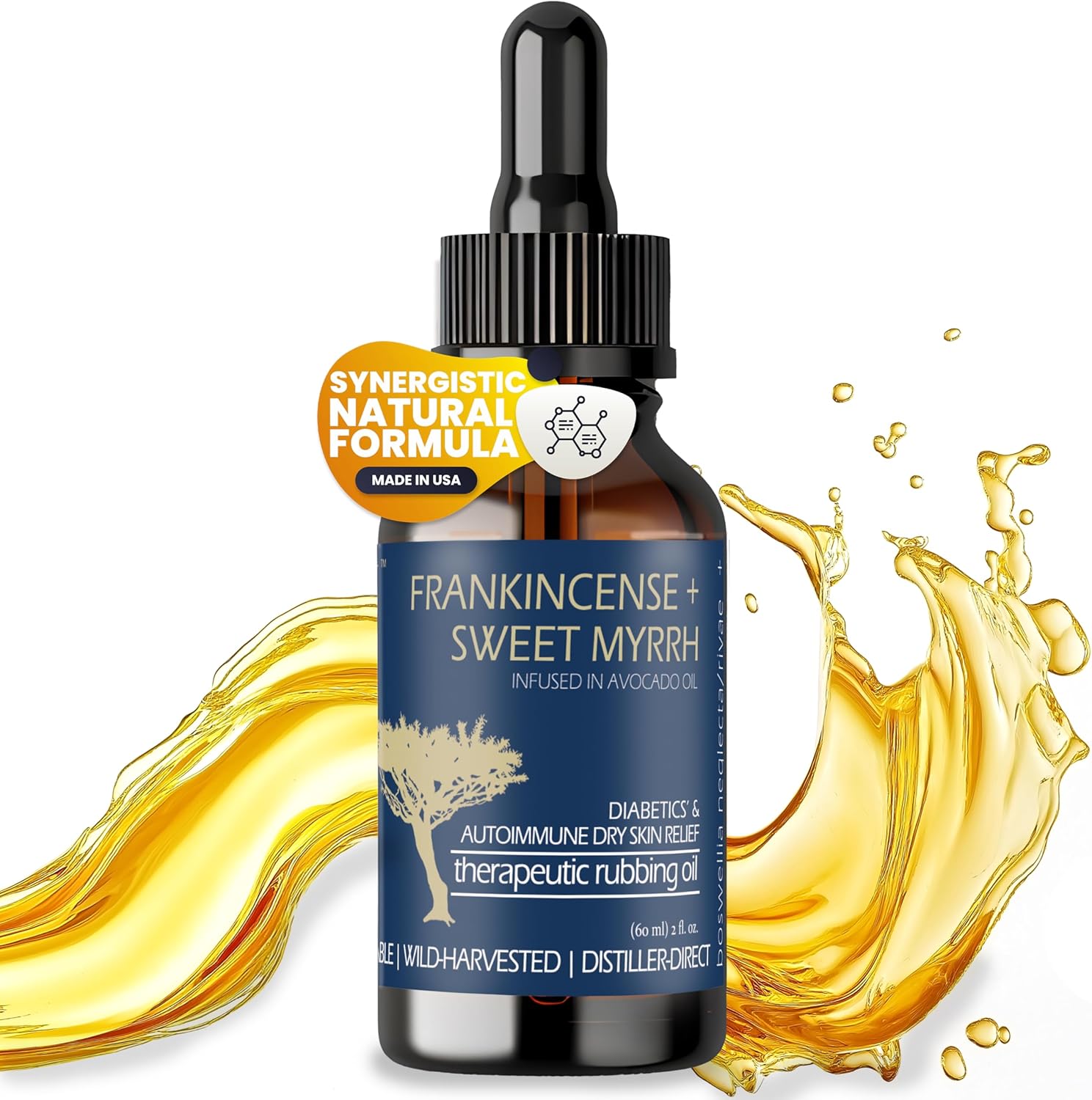 BALM OF GILEAD Neuropathy Frankincense Sweet Myrrh Therapeutic Rubbing Oil - Instant Diabetic's Autoimmune Dry Skin Relief Repair, 2 fl oz