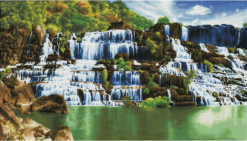 DIAMON DOT Pongou Waterfal Diamon Paintin Kit fo Adult Diamon Ar Kit Relaxin Creativ Craf Ki wit Dot Gem 39x22